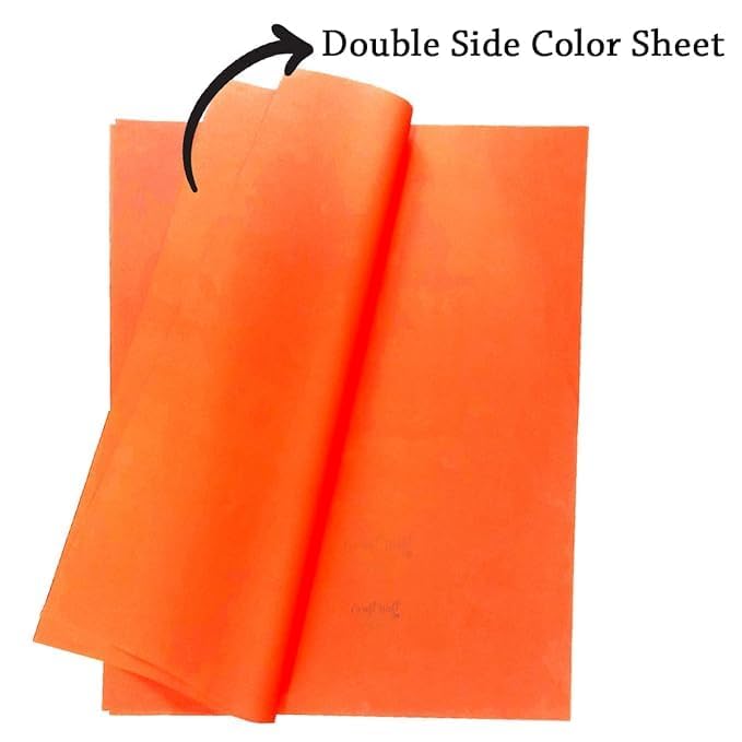Image of SEJASCOLLECTIONS | Pack of 20 | Orange, Bright, A1, BIG / FULL Size, Pastel Sheets / Chart Paper, Used in art and craft, collage, projects, posters etc. Plain / Unrulled, Size: 70x56 centimeters, 200 GSM thickness.