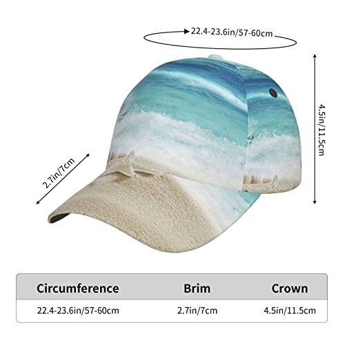 Sea Sand Starfish Baseball Cap Men Women Funny Cute Summer Sun Hat Beach Hat Adjustable Trucker Hat Hip Hop Hat Outdoor,Black #TOP3