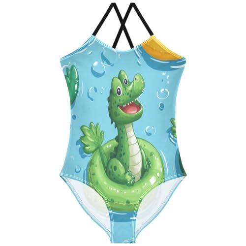 Pigsaly Girls One Piece Swimsuits Crocodile Ducks Kids Cross Back Swimwear Toddler Beach Sport Bathing Suit 3T