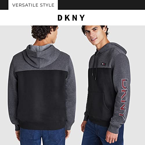 Dkny Men's Sweatshirt - Classic Fleece Pullover Hoodie Sweatshirt For Men (S-2Xl), Size Xx-Large, Charcoal Heather #TOP2