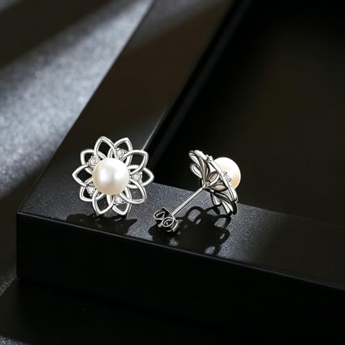Pearl Stud Earrings Handpicked Freshwater Cultured Pearl Earrings for Women Hypoallergenic 925 Sterling Silver Cubic Zirconia Studs for Mother Her - image 5