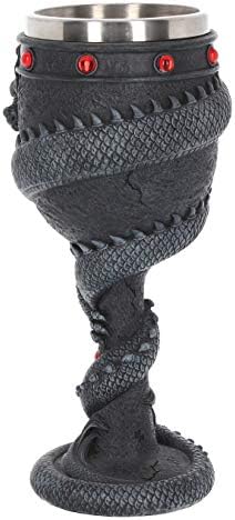 Nemesis Now Dragon Coil Goblet 20cm Black, Resin w/Stainless Steel Insert, 1 Count (Pack of 1)