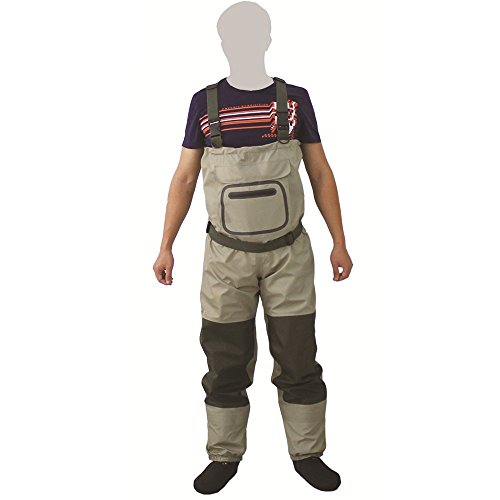 Vadeador Transpirables Impermeables Waders Pesca con Mosca Pecho Wader con Calcetines Altos hasta la Rodilla KB002