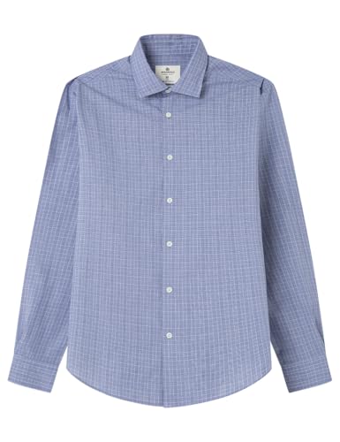 Chemise à carreaux bleu homme en popeline idéale pour le bureau et les sorties