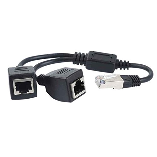 RJ45 Network Splitter Adapter Cable, Coursin RJ45 1 Male to 2 Female Socket Port LAN Ethernet Network Splitter Y Adapter Cable Compatible Cat5, Cat5e, Cat6, Cat7