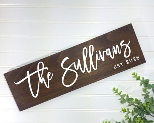 Personalized Last Name Sign – Custom Family Name Sign – Rustic Wood Sign for Wedding Gift, Anniversary, Housewarming, Couples, Newlyweds – Handmade Home Decor (MD)