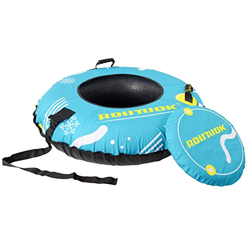 47 Inch Inflatable Heavy Duty Snow Tube With Premium Canvas Cover And Nylon Tow Strap Safety Cushion Snow Tubes For Sledding #TOP1