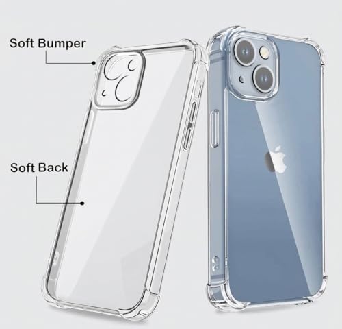 Image of Fashionury 3D Raised Transparent Crystal Clear Back Cover for iPhone 14 | Shockproof Design | Anti-Slip Grip | Camera Protection | 360 Degree Protection Mobile Case