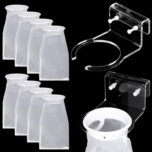 Ninehaoou 8 Pcs 4 Inch Ring Filter Sock 200um Micro Aquarium Nylon Filter Bags and 1 Pcs 4' Acrylic...