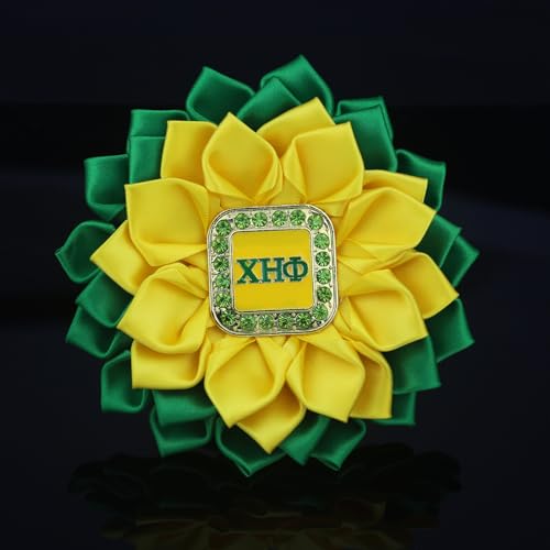 Image of Greek Chi Eta Flower Corsage for Women Sorority Chi Brooch Pin 1932 Sorority Gift Crystal Paraphernalia Jewelry for Soror Sisterhood Gift