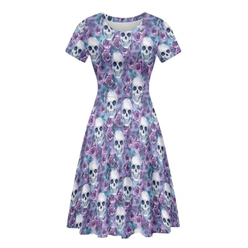 Image of AFPANQZ Womens Casual Summer Lightweight Vintage Dress Short Sleeve Midi Dress Knee-Long Luxury Formal Dress