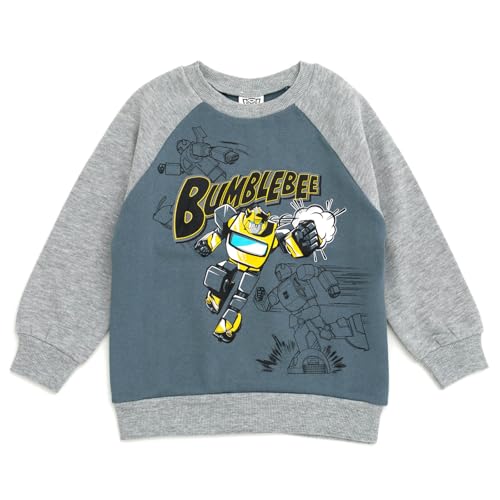 Transformers Toddler Boys' Graphic Raglan Pullover and Knit Beanie Outfit Bumblebee Blue Grey 2T - image 4