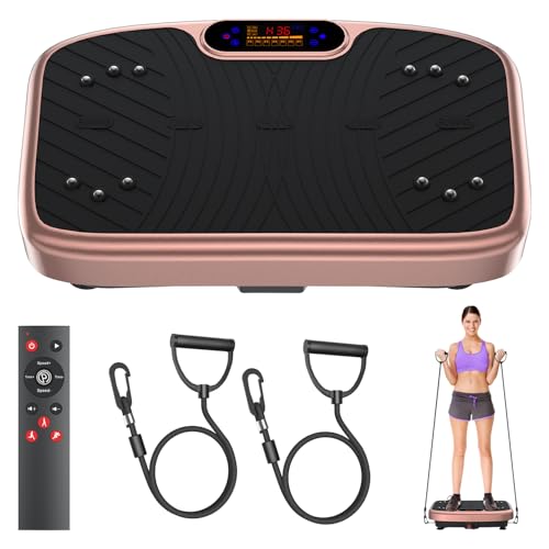 Image of GDCOO Vibration Plate Exercise Machine Vibrating Platform for Fun Lymphatic Drainage and Weight Loss, Vibrant Home Workout Equipment with 1-200 Speeds, Stylish Fitness Gear Pink