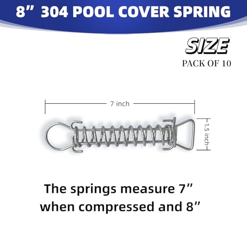 Resortes de acero inoxidable para cubiertas de piscina 8" (Paquete de 10) miniatura 3
