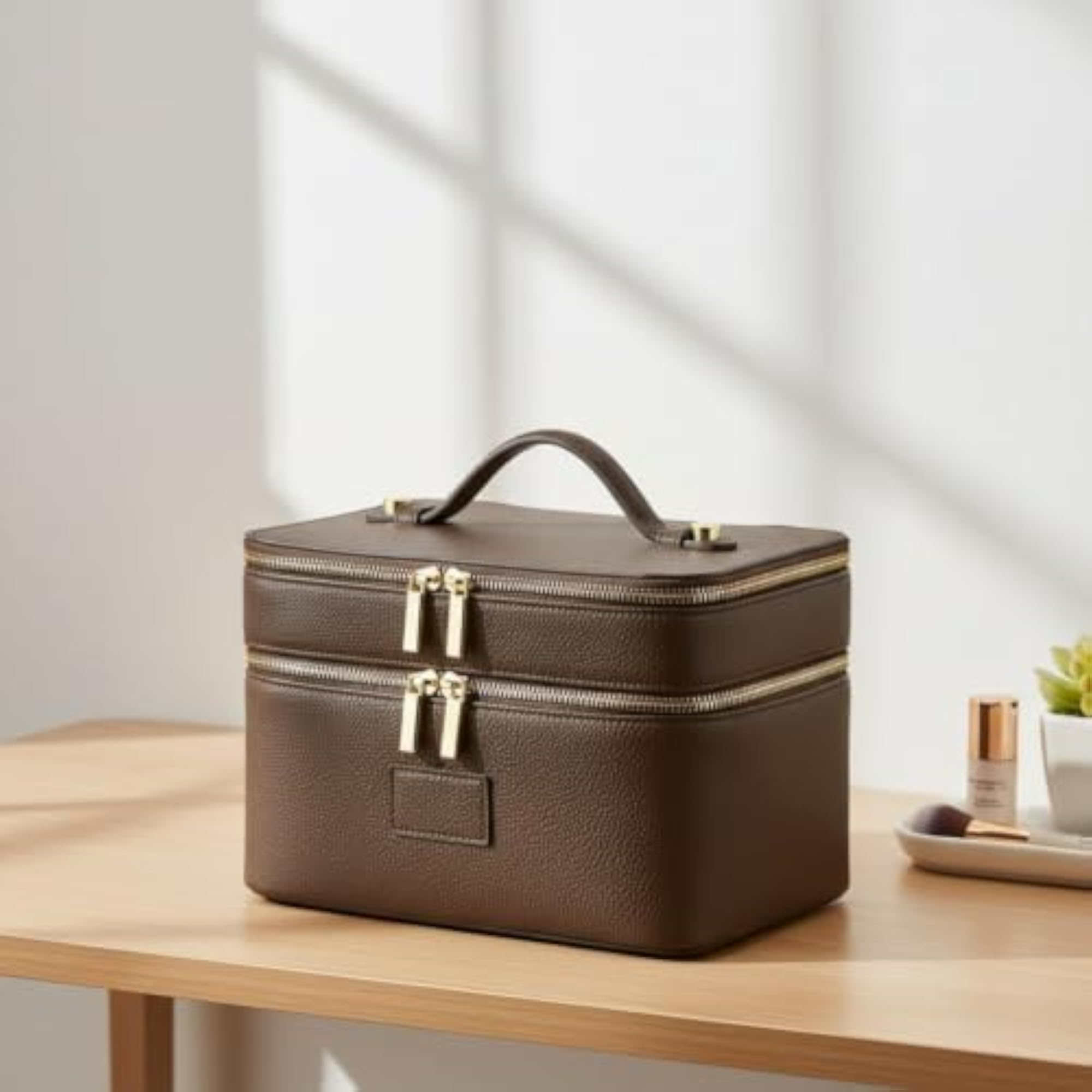 Two-part Compartment Double-Layer Cosmetic Case