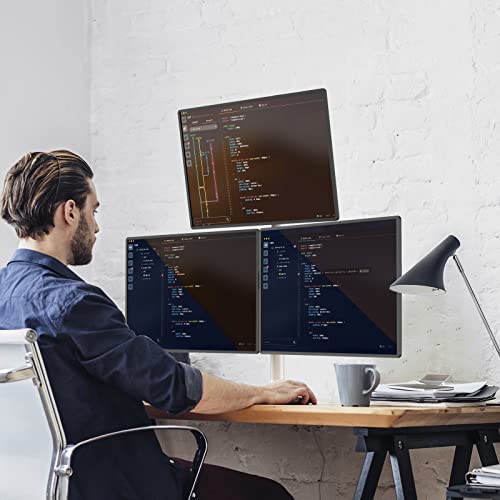 Image of WALI Tall Triple Monitor Stand, Fully Adjustable Three Monitor Desk Mount Fits 3 Screens up to 27 inch, 22 lbs. Weight Capacity per Arm (M003-W), White
