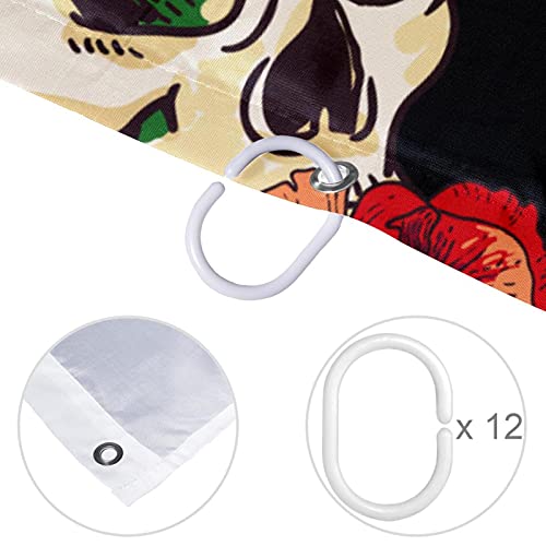Rideau de douche Skull imperméable anti-éclaboussures 168x183cm