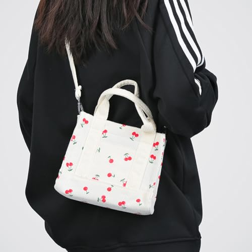 Image of Corduroy Tote Bag Small Satchel Bag for Women Crossbody Bag Purse with Zipper Casual Hobo Handbag