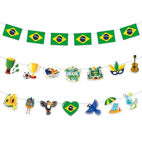 Atsmbiye Brazil Brazilian Banner Party Decorations-Countries Carnival Themed Banner Birthday Party Favors Supplies
