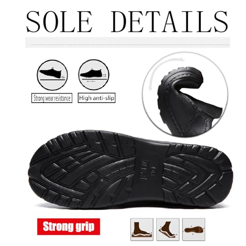 Men's Leather Slip-on Loafers Warm Fur Lined Waterproof Round Toe Comfort Soft Bottom Arch Support Casual Shoes Light Work Driving Walking Shoes4