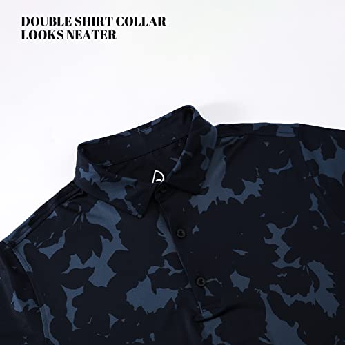 Deolax Mens Polo Shirts Moisture Wicking Dry Fit Performance Mens Golf Shirt Regular Fit Camouflage Print Men's Polo Shirts Short Sleeve Lightweight Soft Breathable Golf Polo Lapel Polo Shirts For Men #TOP4