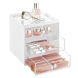PRAKTISCHE AUFBEWAHRUNG: Der Kosmetik Organizer ist ideal, um allerlei Schmink-Utensilien wie Lidschatten, Puder, Mascara, Lippenstift oder auch Gesichtsmasken sicher und geordnet aufzubewahren.