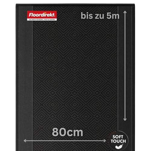 KARAT Premium Teppichläufer mit Muster - 80 x 400 cm, Anthrazit - Modernes Rauten-Design - Teppich - Läufer für Küche, Flur & Wohnraum - Flurläufer Küchenläufer Flurteppich (Olymp)