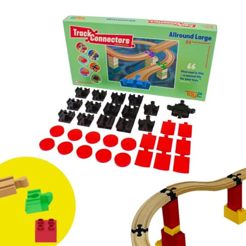 TOY2 Allround Large Construction Set including 6 Different Track Connectors, Compatible with Brio & Duplo