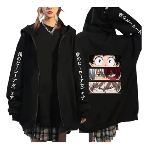 zhedu My Hero Academia Sudaderas con Cremallera Anime Dibujos Animados Impreso Hombres Mujeres Chaquetas Estilo Universitario Manga Larga Personalidad Jersey Ropa De Abrigo Juvenil (Color 03,S)