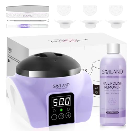 Image of Saviland Essentials Nail Polish Remover Machine: Nail Soaking Bowl & Acetone Nail Polish Remover Gel Nail Remover Machine with Nail Soak off Bowl Soaker Tech Acrylic Nail Remover Steam Salon Home DIY