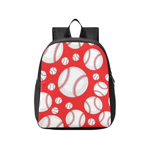 DOMIKING Baseball Red Kids Backpack for Girls Boys School Elementary Kindergarten Backpack for Toddler Kids School Bag Bookbag Age 3-6