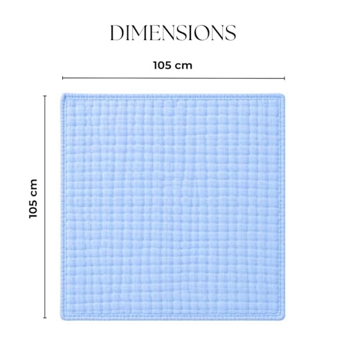 Image of Kassy Pop Muslin Cotton Bath Towel Cum Baby Swaddler | Extra Soft Towels for Newborn 0 to 3 Years l 100% Organic Cotton wash Towel | 105 X 105 cm (Blue)