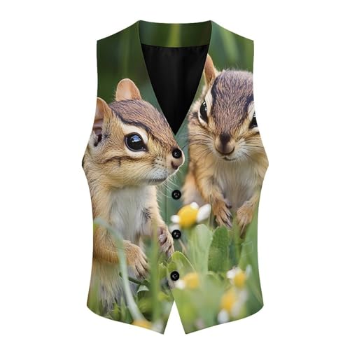 Chipmunks Cute Trendy Vest Suit for Men V Neck Formal Dress Waistcoat Vests Business Slim Fit3
