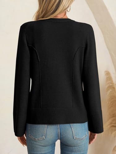 Image of Saodimallsu Womens Bell Sleeve Cardigan Sweaters Button Down Long Sleeve Fall Trendy Sweaters 2025 U Neck Knit Outwear