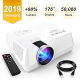 Mini Proyector 2200 Lumenes, Proyector de Video Portátil 1080P Full HD Podrás Tener el Cine en Casa con una Pantalla Más Grande de 176 ", Compatible con PC, iPhone Android DVD Xbox PS4