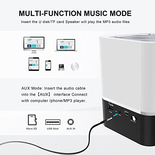 Yongyao Night Lights Bluetooth Speaker, Alarm Clock Bluetooth Speaker, Dimmable Multi-Color Changing Bedside Lamp, Touch Sensor Wireless Speaker With Lights, Usb/Microsd/Aux Support #TOP3