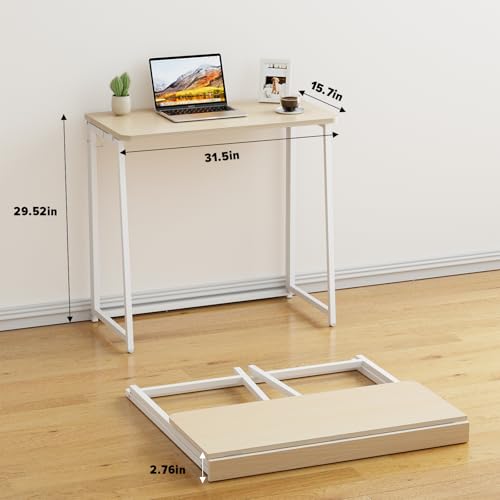 Table ordinateur pliante 80 cm pour aménager un petit espace bureau chêne - 3
