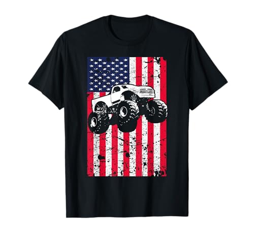 Monster Truck American Flag Racing USA Patriotic T-Shirt