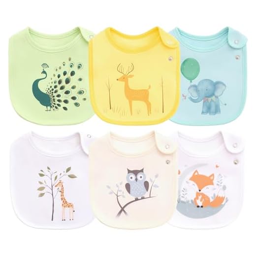 Maiwamita Paquetes de 6 Baberos Impermeables de Algodón para Bebés Niñas y Niños para Babear Comer con Broches (Multi2)