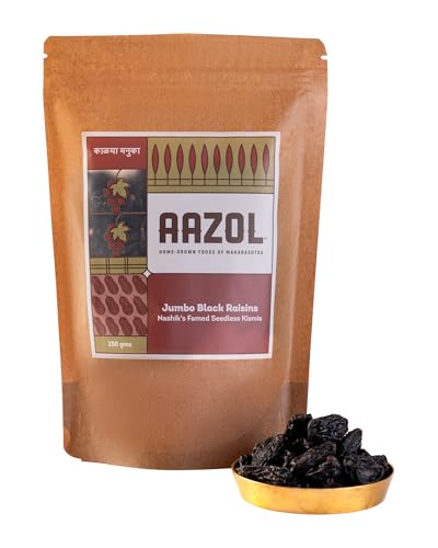 Image of AAZOL Premium Jumbo Fresh Black Raisins: Nashik'S Famed Seedless Kismis -250 Gram|Kali Kishmish|Kali Draksh|Iron-Rich|Good For Skin And Digestion