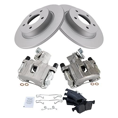 Image of TRQ Rear Brake Pad and Rotor Set Ceramic Solid Rotors Calipers