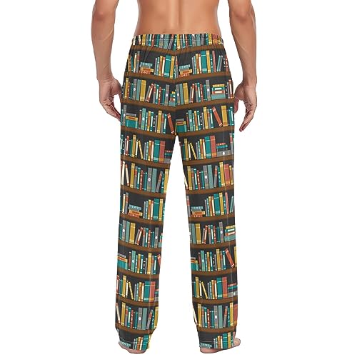 Men’s Library Book Shelf Pajama Pants with Pockets, Comfortable Lounge Straight-Fit Men Sleep Bottoms2