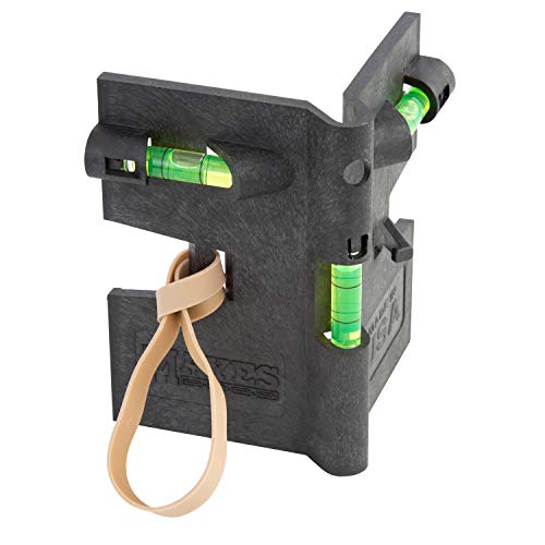 Mayes 11061 Magnetic Post Level, Made in USA for Plumbing Fence Posts and Leveling Deck Rails, 3 Vials, Magnetic Strips, Elastic Strap, 5 Inch, Polymer Construction