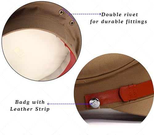 Image of Cotton Blend Police Cap for Men | Brown Khakhi Color Cap for Inspector, Commissioner | Adult Size-23