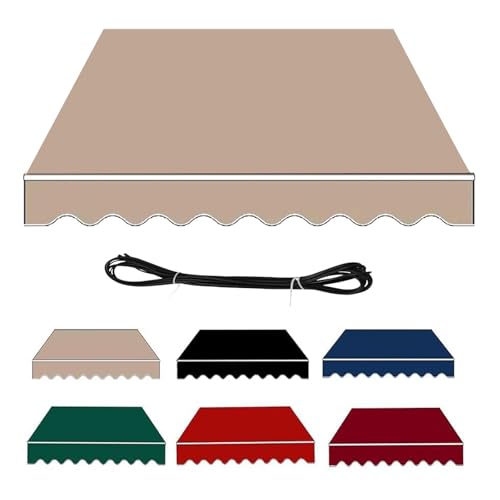RXQHV Toldos Manuales de Jardín, Tela de Repuesto Toldo de Patio Cubierta Superior Retráctil Parasol para Exteriores Tela Resistente A Los Rayos UV y Al Agua con Faldón (Size:1.5x1m,Color:Arena)