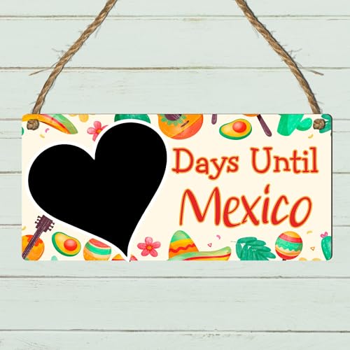 Days Until Mexico Countdown Plaque - Custom Holiday Countdown Sign with Colourful Mexican Fiesta Theme - Holiday Decor - 19cm x 9cm (Fruit Themed, Without Pen)