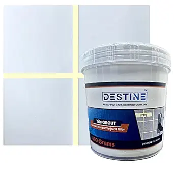 DESTINE Tile Grout (16 COLOURS) (ALL PACKS: 100 Gm, 400 Gm, 800 Gm, 1 Kg, 3 Kg, 5 Kg), Waterproof, Cement Based Tile Joint Filler, Crack Filler, Tiles Gap Filler, Tile Grout (800 Gm, Ivory)