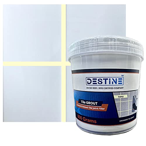 Image of DESTINE READY-TO-MIX inchTILE GROUT inch (16 COLOURS) (ALL PACKS: 100 Gm,250 Gm,400 Gm,800 Gm,1 Kg), Waterproof, Cement Based Tile Joint Filler, Crack Filler, Tiles Gap Filler (800 Gm, Ivory)
