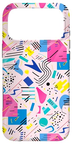 ピンク ブルー イエロー レトロ 80年代 90年代 ストライプ フォーム パターン スマホケース iPhone 17 Pro Max 用