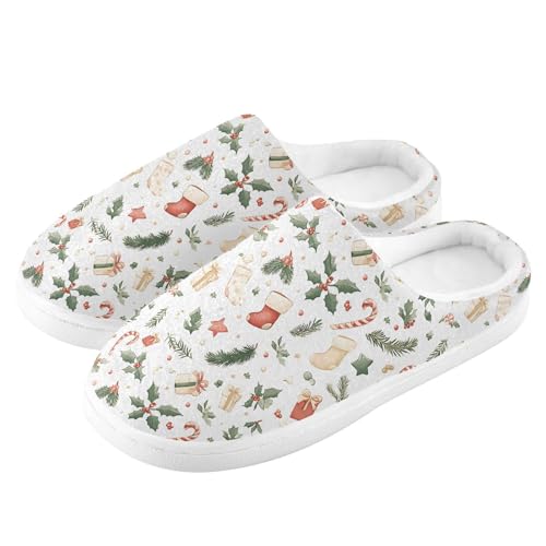 Fuzzy Memory Foam Slippers for Women/Men Christmas Socks The Gift Pattern Fluffy Winter House Shoes Indoor and Outdoor4